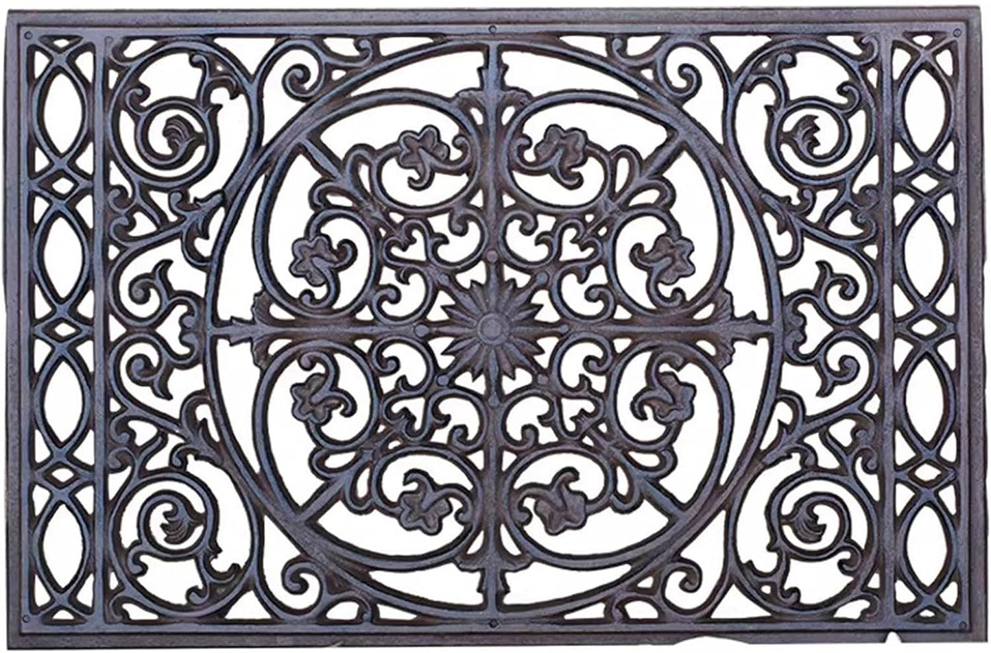 GTPBAO Heavy Duty Cast Iron Doormat 22" X 14.4", Non Slip Rectangle Mat, Front Door Mats Shoe Scraper for Garden Patio, Classic Scroll Pattern