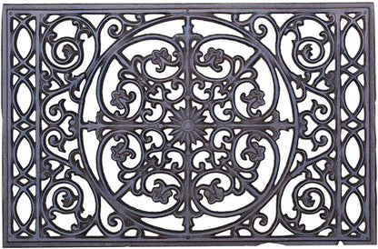 GTPBAO Heavy Duty Cast Iron Doormat 22" X 14.4", Non Slip Rectangle Mat, Front Door Mats Shoe Scraper for Garden Patio, Classic Scroll Pattern