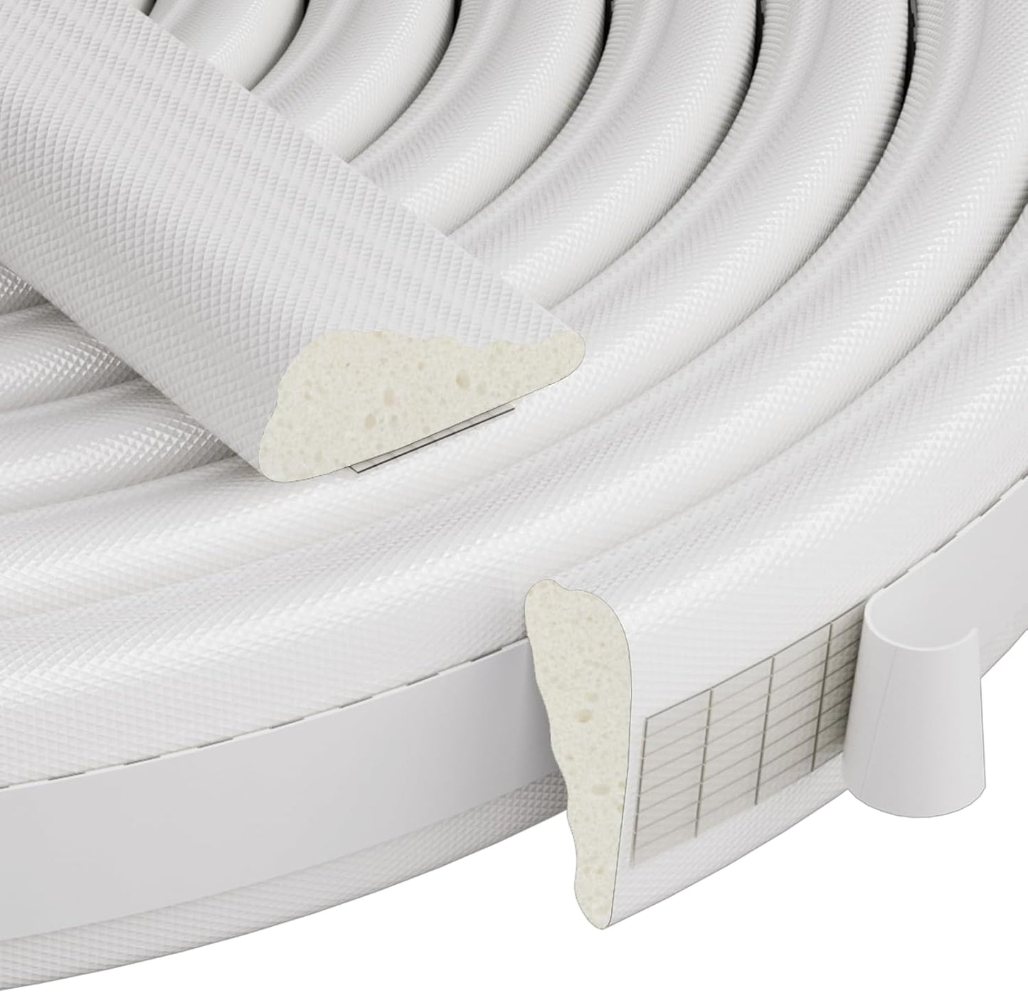 118 Inch Wedge-Shape Weather Stripping Door Seal,Windows and Doors Insulation,Self Adhesive Insulation Foam Anti-Collision Strip,Weatherstrip Tape for Door Soundproofing,Noise Drafts Blocker,White