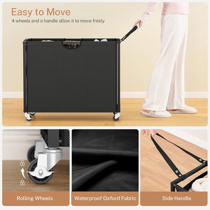 Laundry Sorter 3 Section, 120 L Laundry Hamper with 2 Drawers & 2-tone Top Panel, Rolling Laundry Basket Organizer with Pull-Out Removable Oxford Fabric Bags for Laundry Room Organization UNZYL006BVV3
