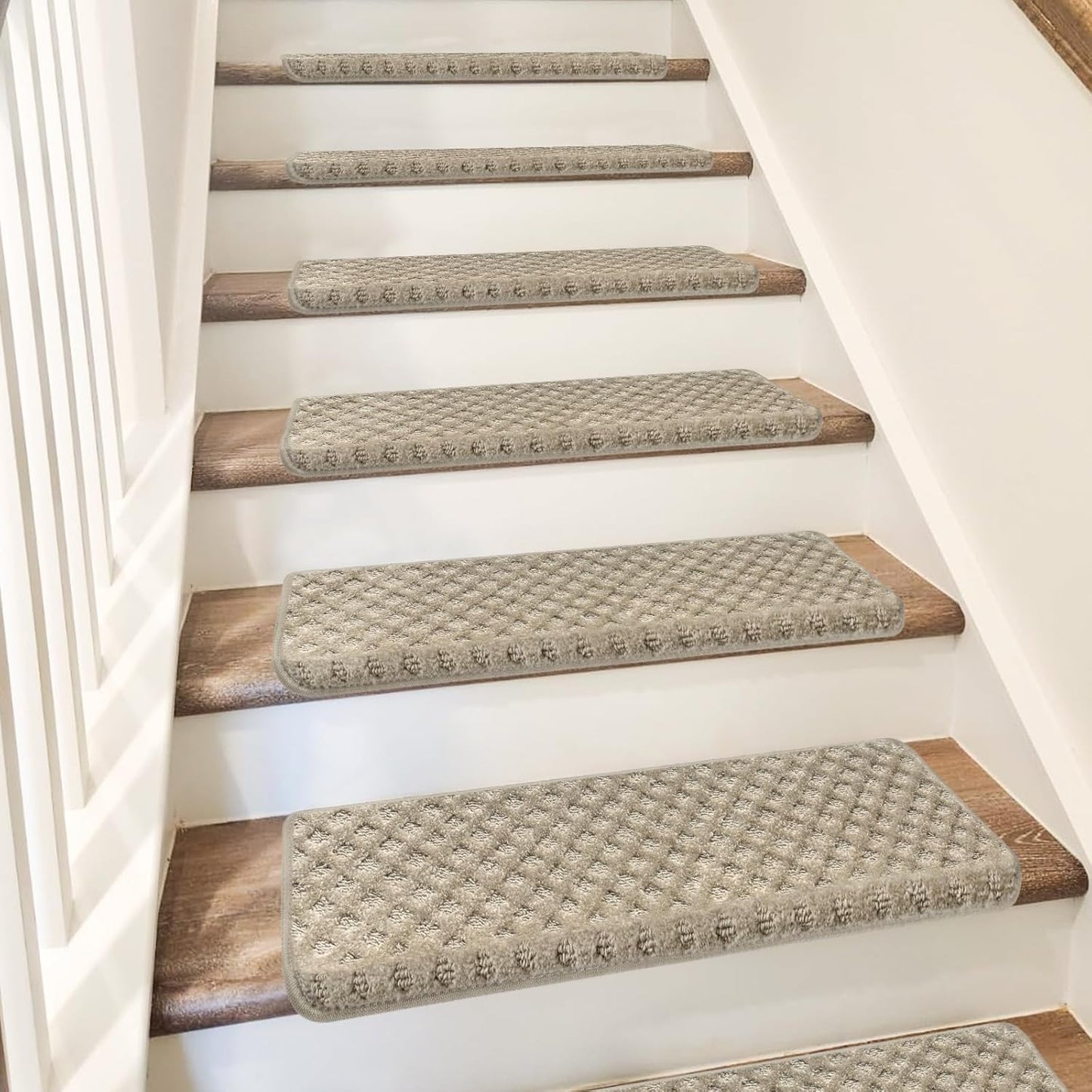 PURE ERA Carpet Stair Treads Tape Free Non Slip Indoor Stair Carpet Stair Protectors Pet-Friendly Non-Slip Skid Resistant Washable Reusable 8" x 30"(2 Pieces,Black)