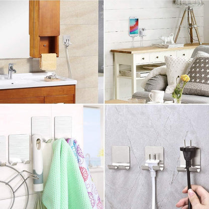 Razor Holder Shaver Hook Hanger Stand(2 Pack)Self Adhesive Stainless Steel Heavy Duty Utility Storage Hook,Shower Hook for Razor,Bathroom Kitchen Organizer for Plug Robe Towel Loofah Bathrobe Coat
