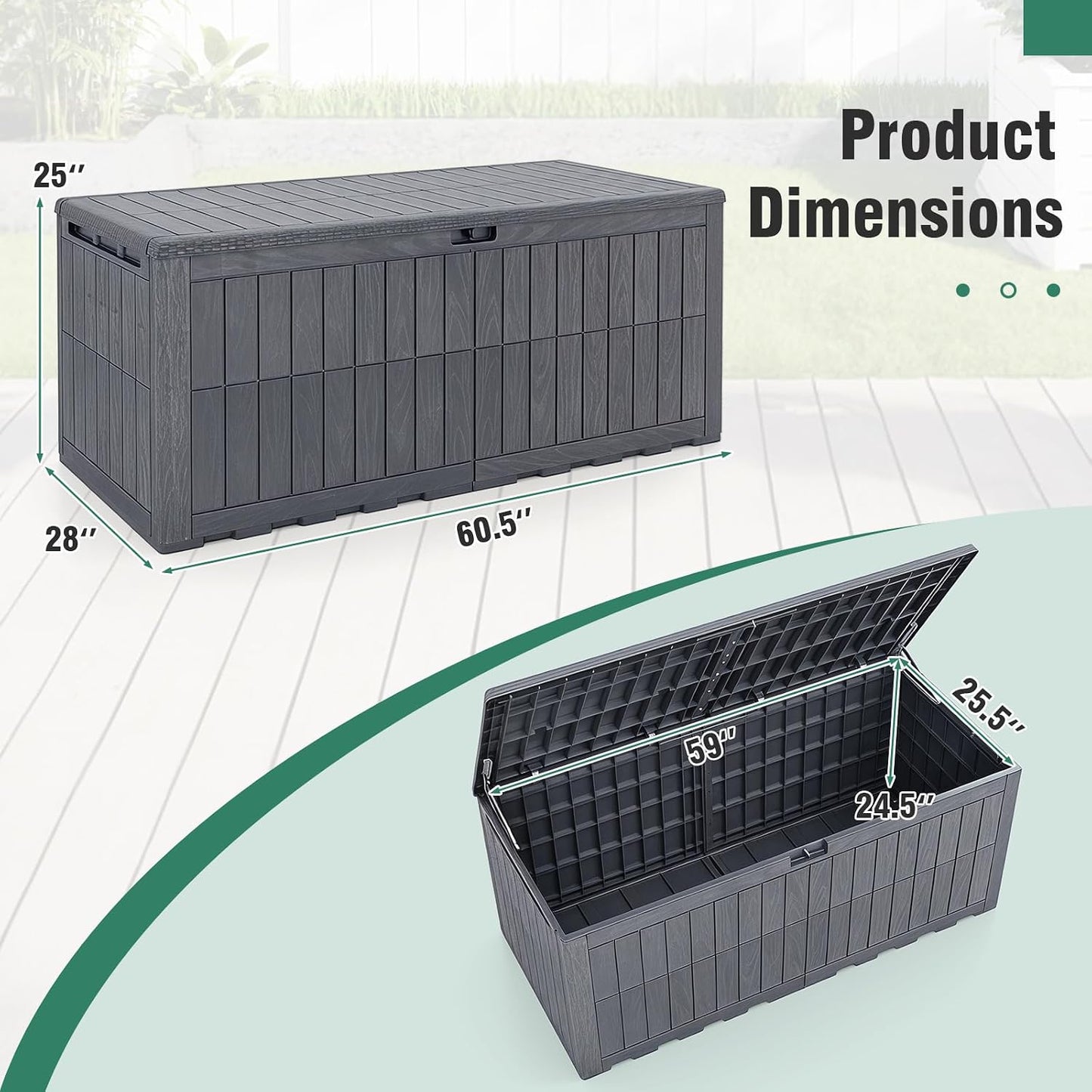 Tangkula 25 Gallon Waterproof Outdoor Storage Box with Lockable Lid | PP Resin, Wicker Patterned, Indoor Outdoor Use, Portable, Versatility, for Deck, Pool, Patio Cushions, Garden Tools