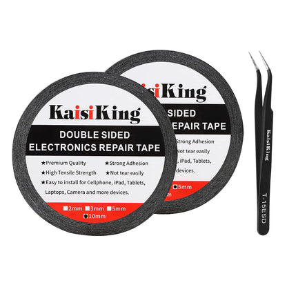 Kaisiking 2mm LCD Repair Tape for Phone Screen, Adhesive Tape with 1 Tweezers for Cell Phone, iPad, Tablets, Laptops, Camera