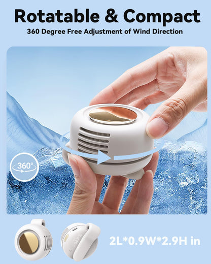 Portable Silent Mini Bladeless Fan Clip On, Small Fan Clip on for Shirt & Waist, Adjustable 3-Speed Suspended Whirlwind Fans, For Outdoor & Travel & Office, Travel Accessories, Gift (Black)
