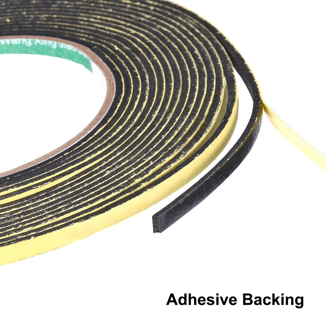 uxcell Sealing Foam Tape 5mm Wide 3mm Thick 4m/13ft Long, Self Adhesive Weather Strip for Window Door Insulation, Pack of 2
