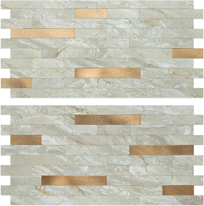 AULIGET 20 Sheets Peel and Stick Backsplash, Black & Grey Wood Look PVC Mixed Metal Stick on Backsplash Tiles for Kitchen