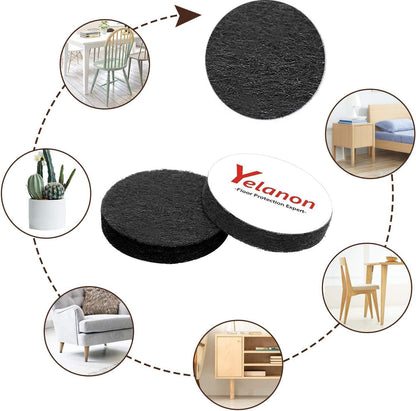 Yelanon Felt Furniture Pads for Hardwood Floors -36 Pcs 2" Premium Floor Protectors for Furniture, Felt Pads for Chair Legs, Black