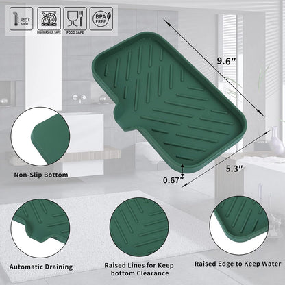 MicoYang Silicone Bathroom Soap Dishes with Drain Spout-Bathroom and Kitchen Sink Organizer,Sponge Holder,Dish Soap Tray,Perfect for Dispenser,Scrubber,Bottle,Cup on Sink or Counter-Coffee 4.9"×3.2"