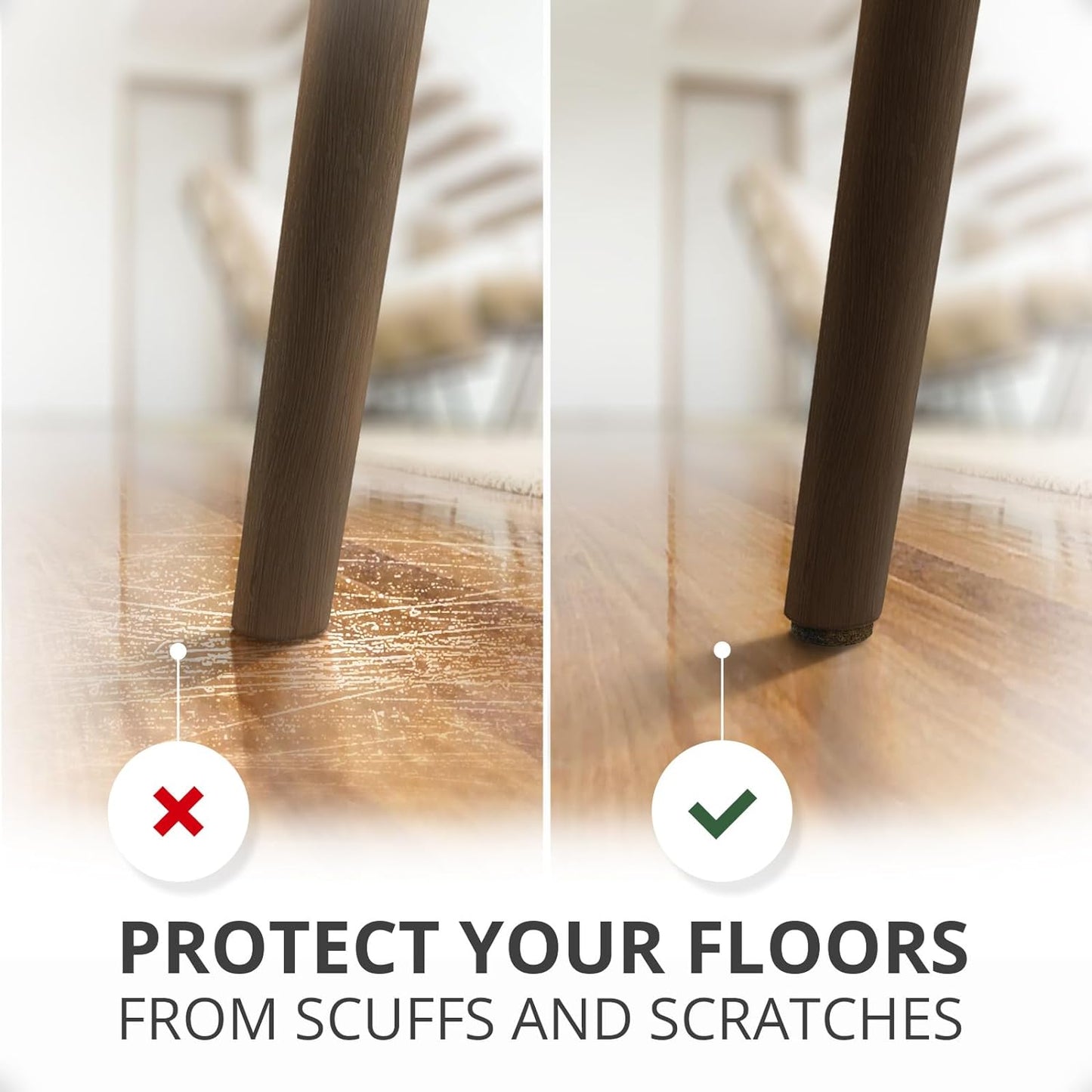 Felt Furniture Pads X-PROTECTOR - 48 Premium Floor Protector Chair Felts for Feet Wood Floors Best Hardwood Protect Your Hard Floors! (Brown)