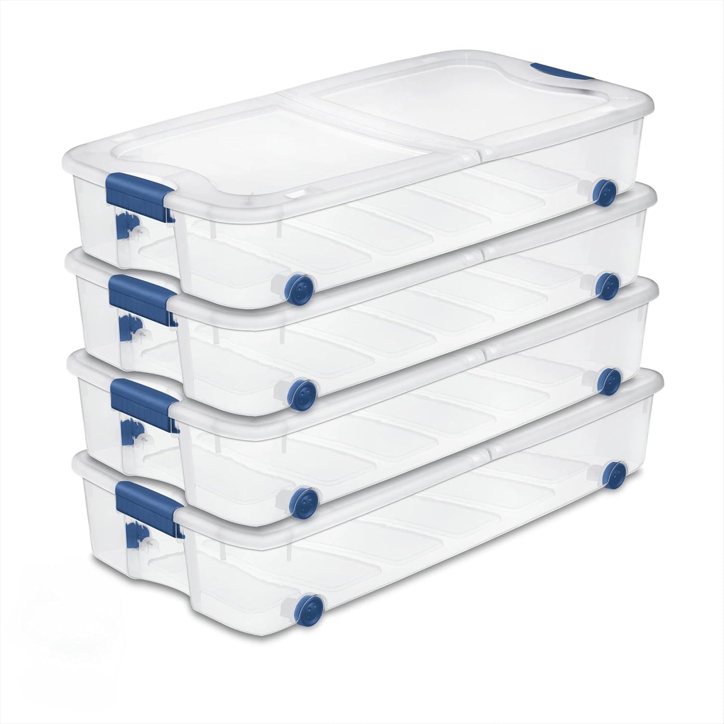 66 Quarts of Transparent Plastic Storage Box, with A Lockable Lid, Large Capacity Storage Box, Stackable and Durable, Suitable for Bedrooms, Garages, Tool Rooms, and Office Organization