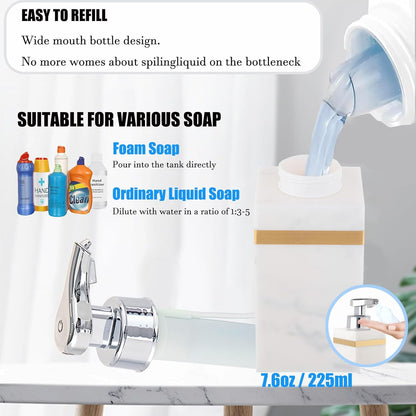 Automatic Soap Dispenser, Touchless Smart Foam Soap Dispenser for Kitchen and Bathroom, USB Rechargeable, 7.6oz/225ml, Hands-Free Dish & Hand Soap Dispenser