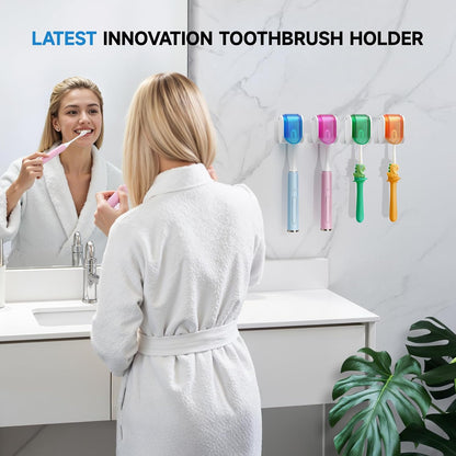Toothbrush Holders for Bathrooms【Upgrade Single Slot Design】 Toothbrush Holder Wall Mounted with Cover Moisture-Proof and Dust-Proof Toothbrush Storage Organizer for Shower Family and Travel 3PCS