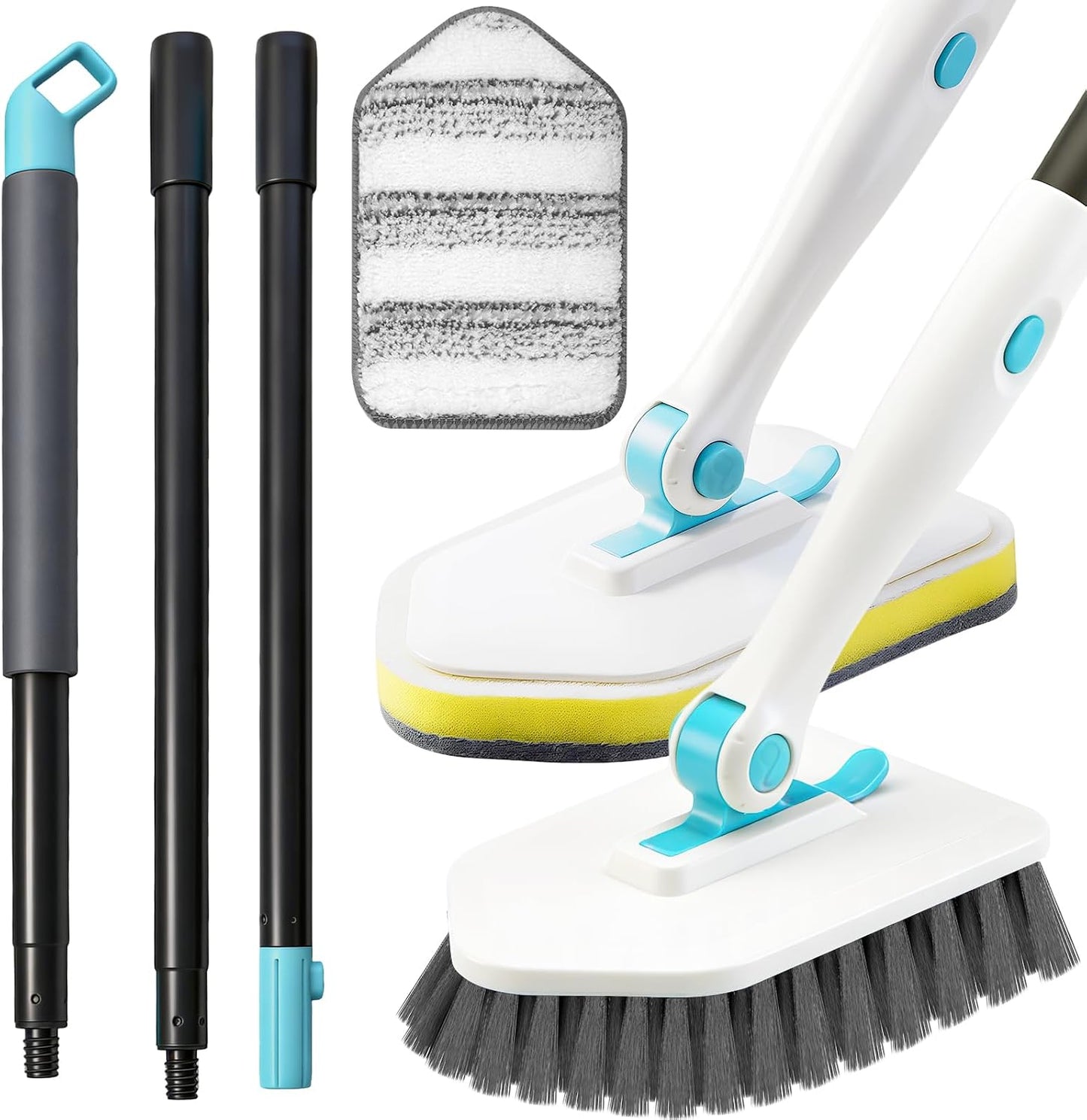 Long Handled Scrub Brush for Shower，3-in-1 Cleaning Brushes with 3 Different Function Cleaning Heads Brush for Shower Cleaning Bathroom Kitchen Walls Tub Tile