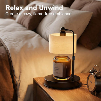 Candle Warmer Lamp with Timer, Modern Farmhouse Candle Warmer, Height Adjustable & Dimmable Electric Candle Warmer Lamp, Includes 2 Bulbs, Birthday Gift for Women, Mom, Housewarming - Flaxen