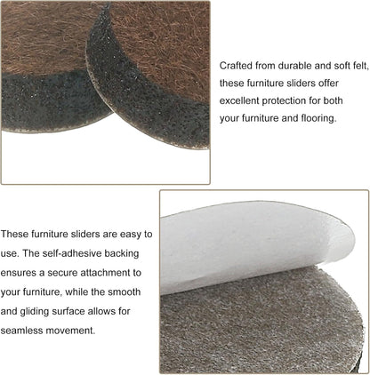 uxcell Furniture Pads, 24Pcs 1.25" - Round Self Adhesive Felt Furniture Pads, Floor Protectors for Furniture Feet Chairs Legs Hardwood Floors (Brown)