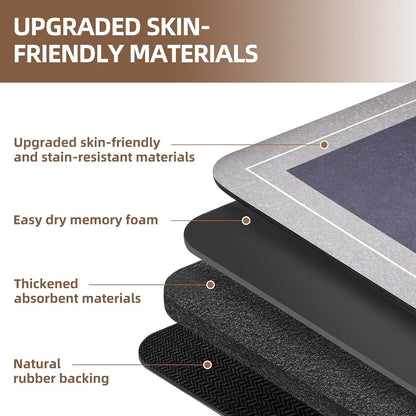 Diatomaceous Earth Bath Mat Super Absorbent Quick Dry Bath Mat, Bathroom Rugs Non Slip Washable, Thin Dark Gray Bathroom Floor Mats-Shower Rug for in Front of Bathtub Shower, Easy Care, 15.7"x23.6"