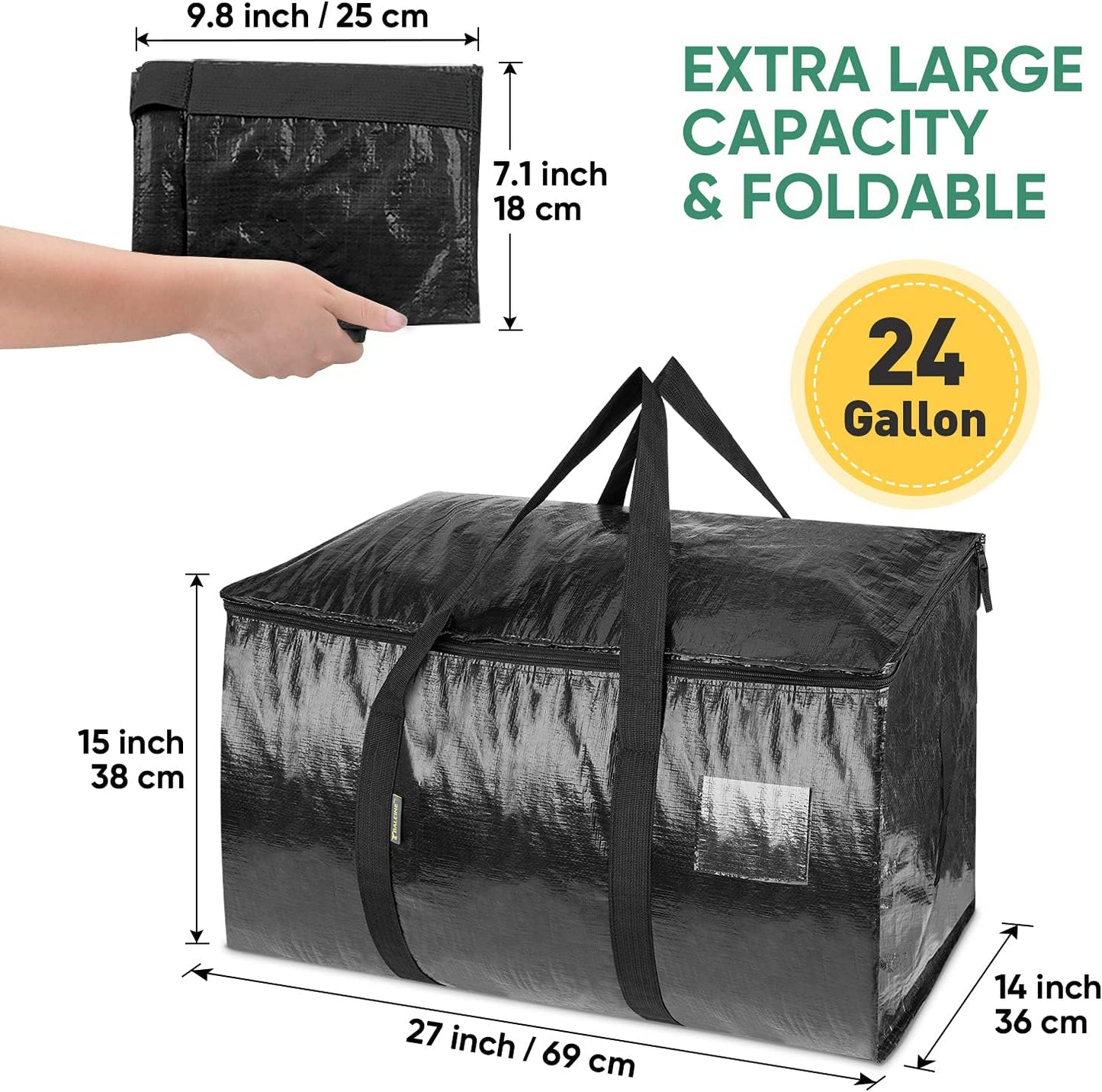 BALEINE 6-Pack Oversized Moving Bags with Reinforced Handles, Heavy-Duty Storage Tote for Clothes, Moving Supplies (Clear, 6-Pack)