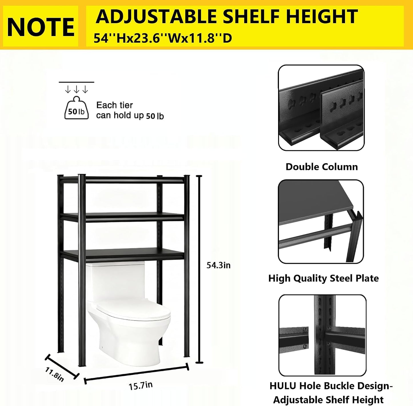 Over The Washer and Dryer Storage Shelf, Height-Adjustable 4-Tier Metal Heavy Duty Over The Washer, Organizer Rack for Washer Dryer, Laundry Room Organizer Rack, Multi-Functional Storage Shelf