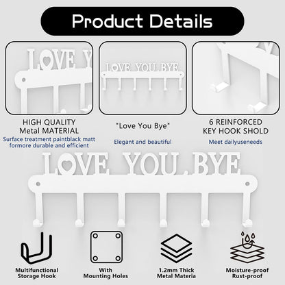 2 Pack Key Holder Wall Mount, Wall Mount Key Holder, Key Hooks Hanging Keys, Key Hanger with 8 Hooks, No-Drill Decorative White Key Rack for Living Room, Kitchen, or Bathroom