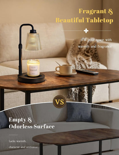 Candle Warmer Lamp with Timer Dimmable, Wax Warmer for Scented Jar Candles, Adjustable Height Candle Lamp for Home Decor, Birthday Gifts for Women Mom House Warming Gifts, Matte Black