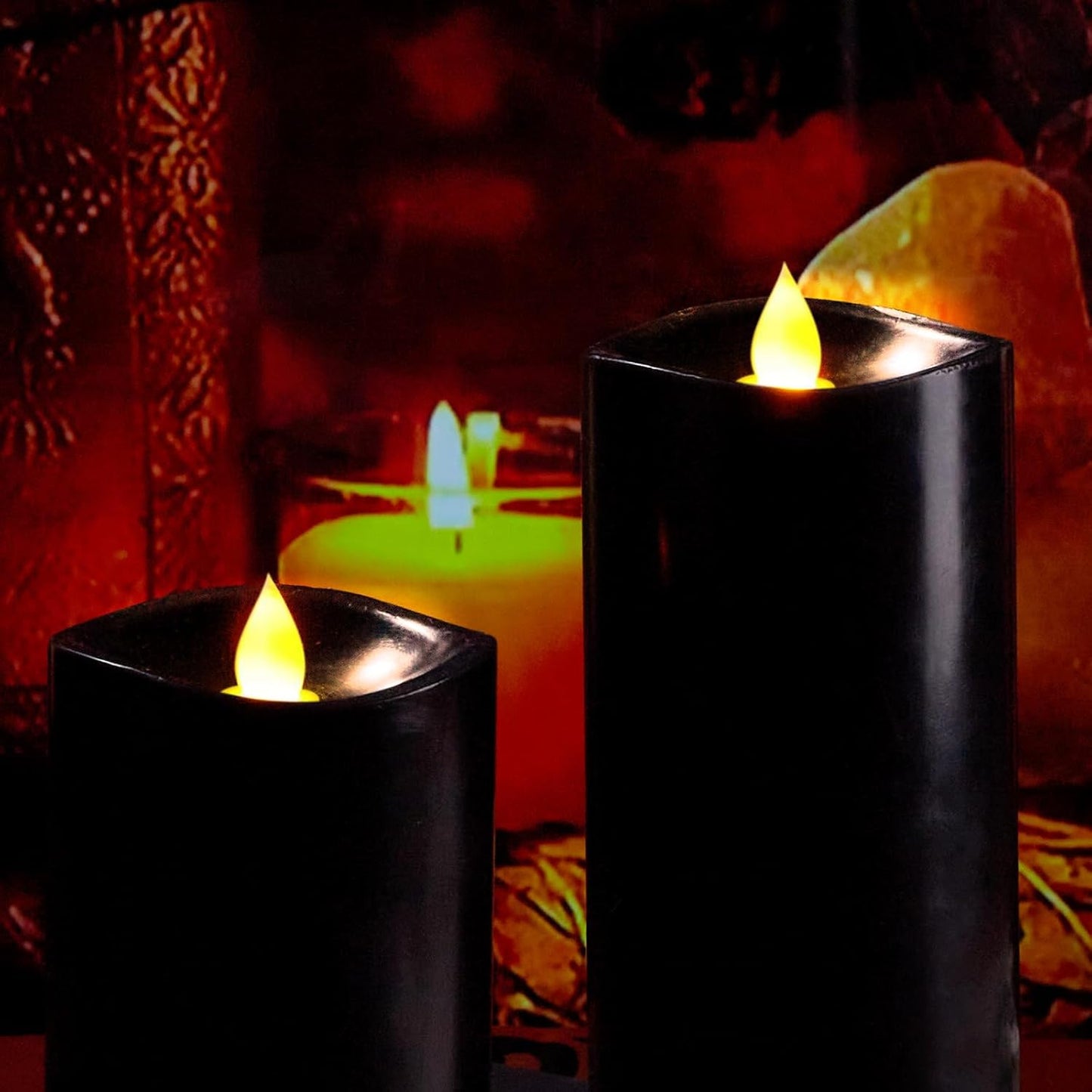 Enpornk 7” x 3” Flameless Candles, Flickering Moving Flame LED Candles, Battery Operated Candles with Remote and Timers, Ivory White, Set of 2