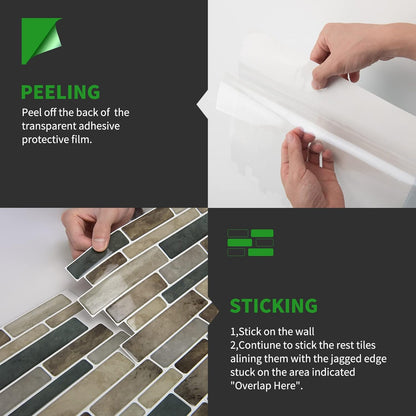 LONGKING Marble Peel and Stick Backsplash for Kitchen, 3D Adhesive Tile Backsplash for Kitchen, Bathroom, Wall Tile, 10 Sheets, 12" x 12"