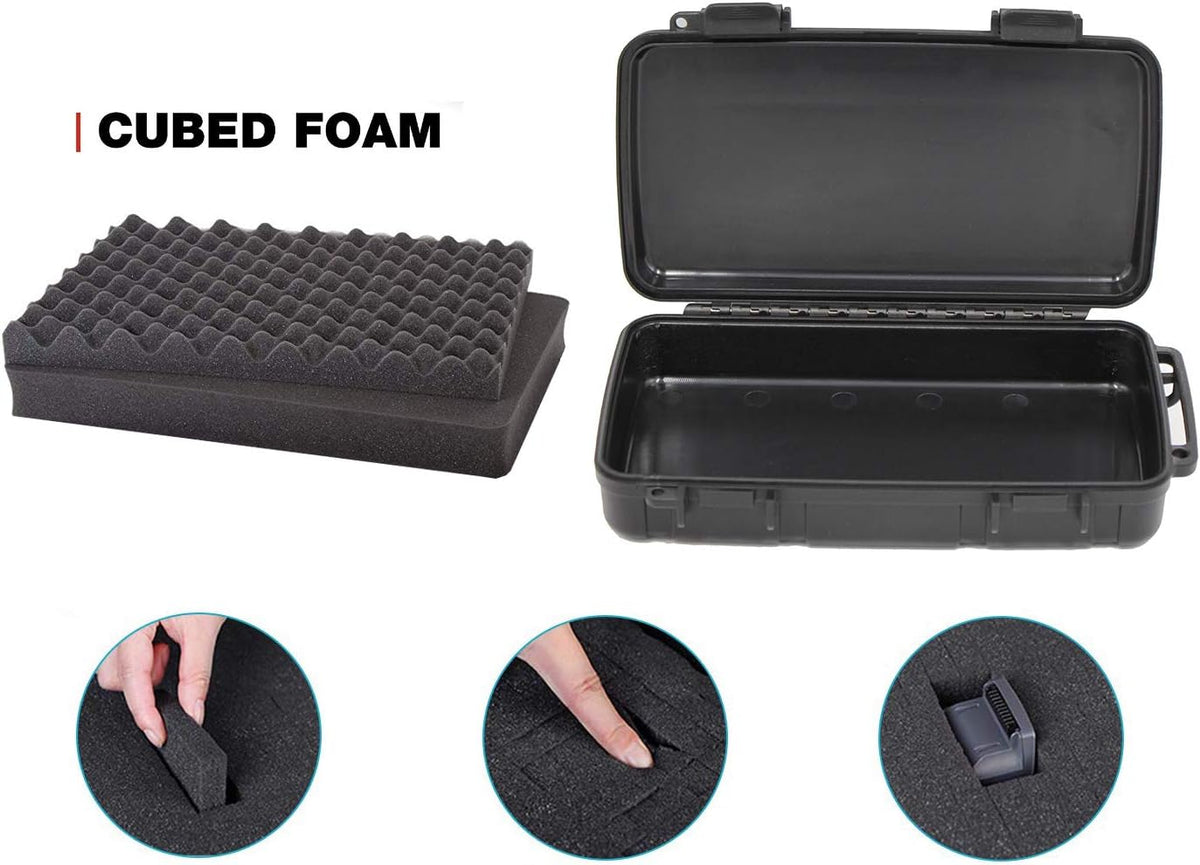 8" Small Hard Case with Pluck Foam Insert, 8.6 x 4.9 x 1.9 Inch - Protective Waterproof Plastic Tiny Box for Storage Medical item, Micro Tools - Lockable, Portable for Travel