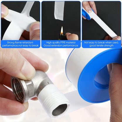 24Pcs Plumbing Tape Waterproof PTFE Tape Plumber Pipe Tape Pipe Thread Sealing Tape Water Hose Tape for Shower Head Pipe 0.79inch Wide 590.55inch Long