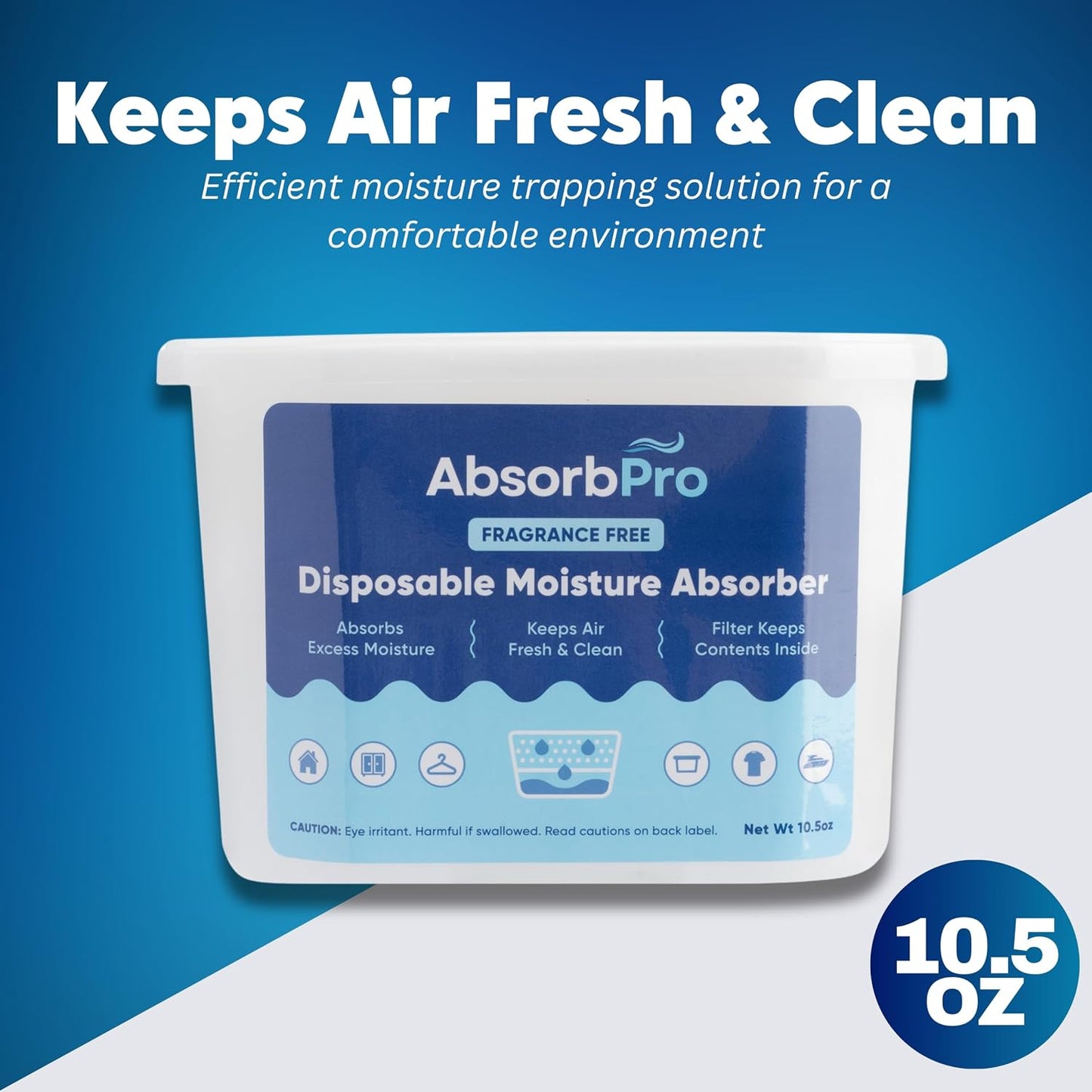Absorb Pro - Moisture Absorber Tub with Activated Charcoal - 3-Pack - 18 oz Disposable Odor Eliminator Box & Dehumidifier for Garage, Home, Kitchen, Bedroom, Bathroom, Closet, Cars, and Boats