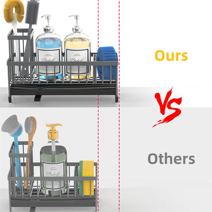 Moforoco Extra Large Sponge Holder for Kitchen Sink Organizer Caddy, Dish Brush Scrubber Holder,Stainless Steel Sink Box Utensil Holder,Soap Dispenser Set Tray Counter Accessories & Storage Rack