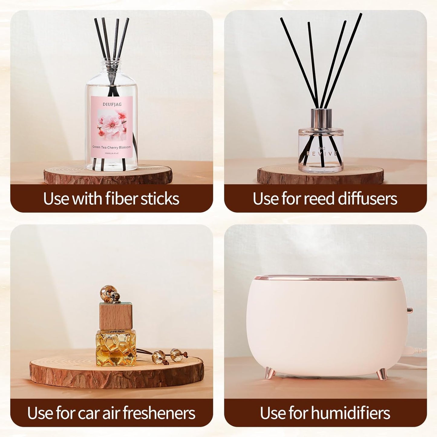 3 Pack Fragrance Reed Diffuser, 50ML Lavender Jasmine Lemongrass Aromatherapy Diffuser Set with 12 Black Fiber Sticks,Air Freshener for Bedroom Bathroom Office, 8.2X 6.6X 2.1 inch