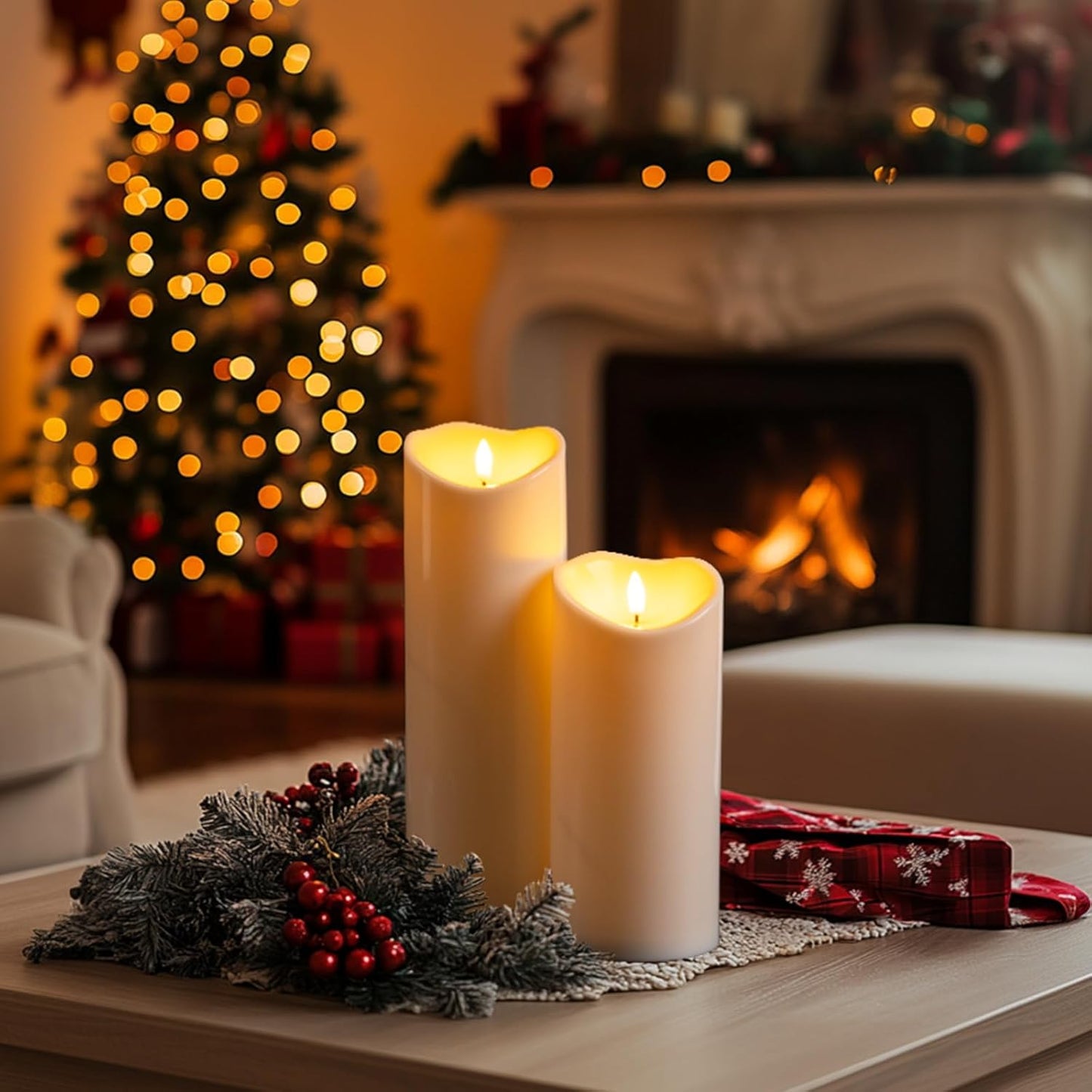 Homemory Dripping Wax Flameless Candles, Battery Operated Candles with Remote Control and Timers, LED Pillar Candles, Electric Fake Candles, 3" x 6", Set of 2