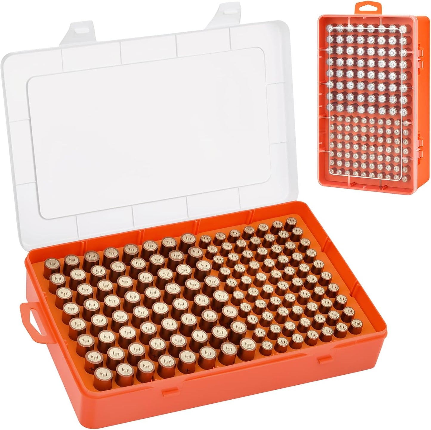 Xuerdon Battery Organizer Case with BT168 Tester 120+ Batteries Storage Box | Clear Plastic Battery Box Holds 49AA 51AAA 10CR2032 10CR1632 Batteries, Wall Mount Drawer Organizer Batteries not Included