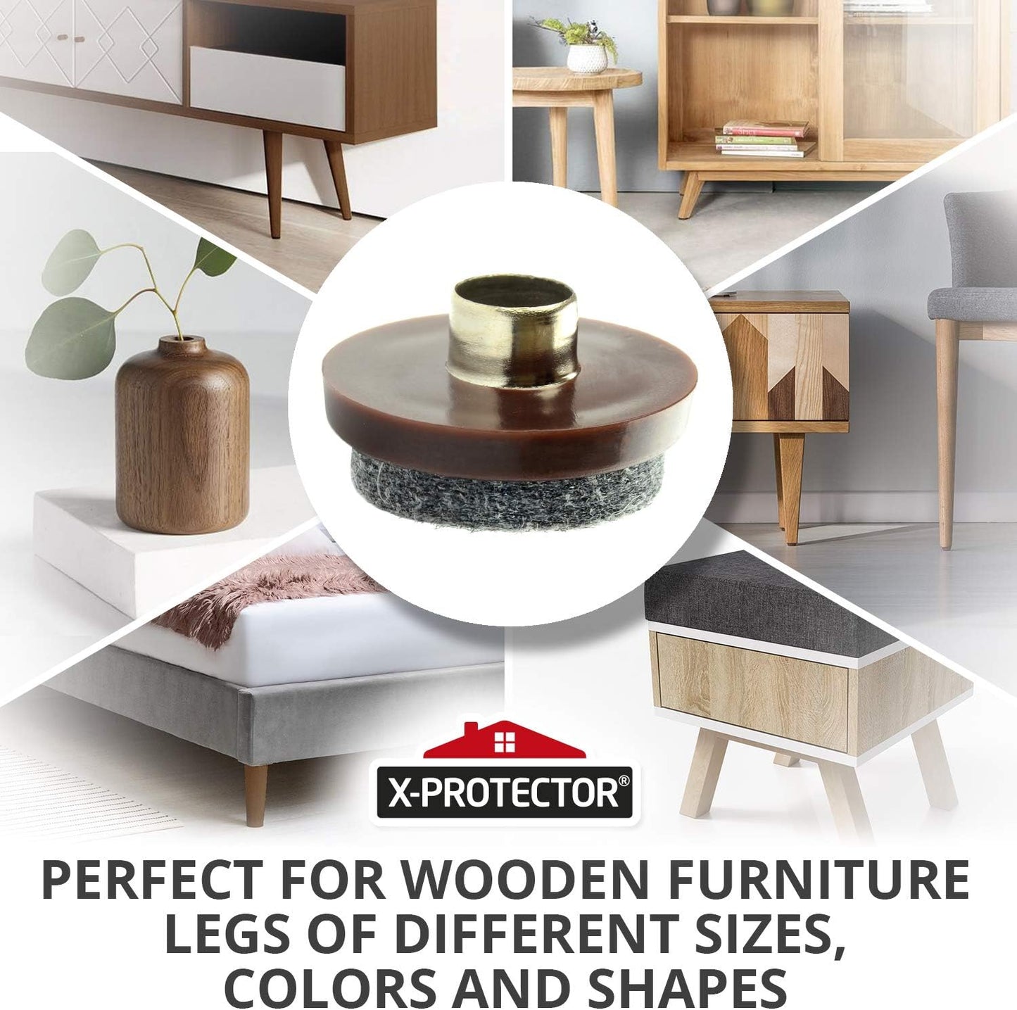 Nail On Felt Pads X-Protector - 48 Felt Furniture Pads – 1" Chair Felts Pads for Furniture Feet - Floor Protectors for Furniture Legs - Best Heavy Duty Felt Chair Pads for Hardwood Floors!