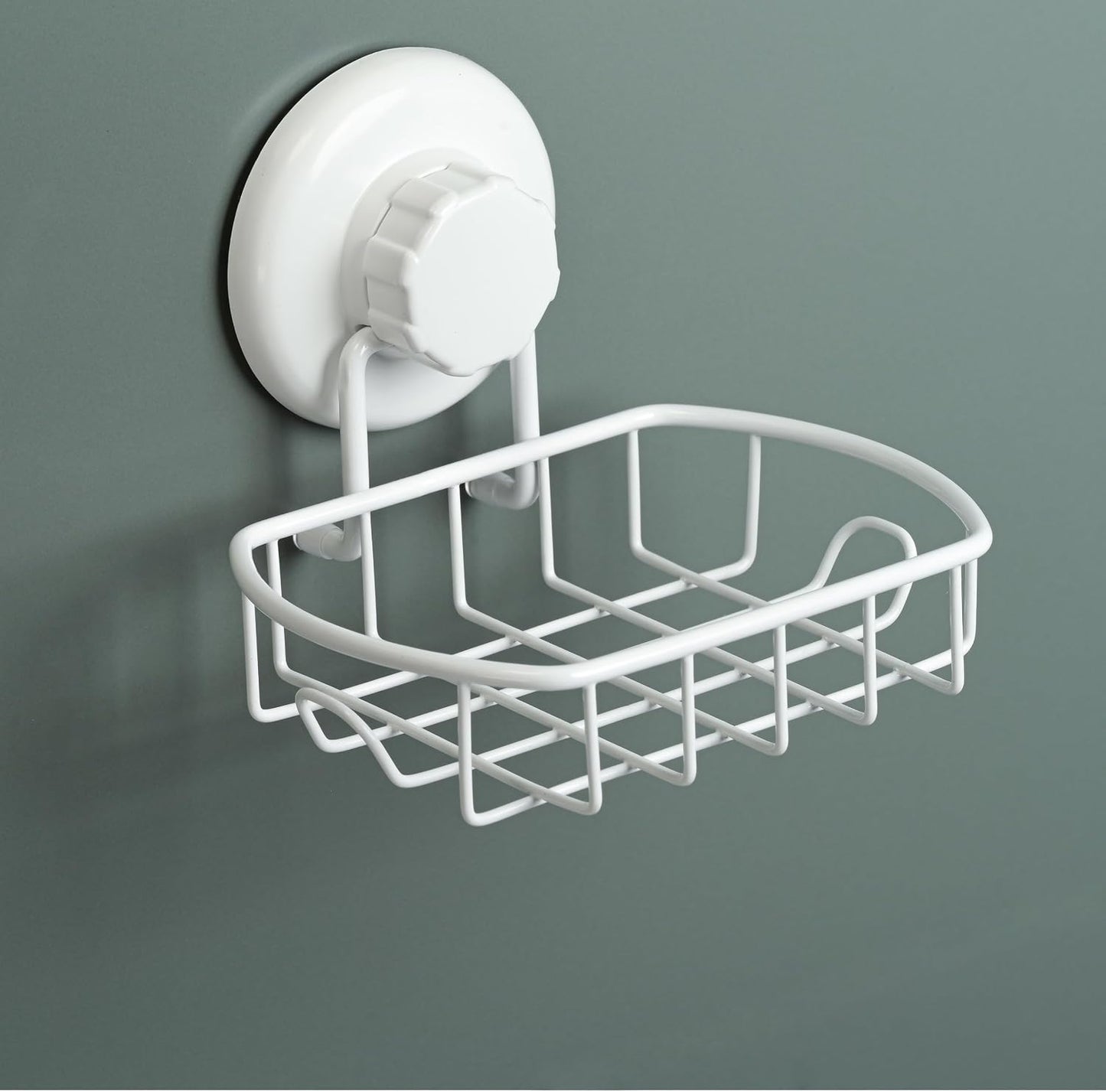 HASKO Suction Cup Soap Dish for Shower Wall, Rustproof Stainless Steel Shower Soap Holder for Bathroom with Hooks and Soap Saver, Includes Optional No Drill Adhesive Mount, Silver