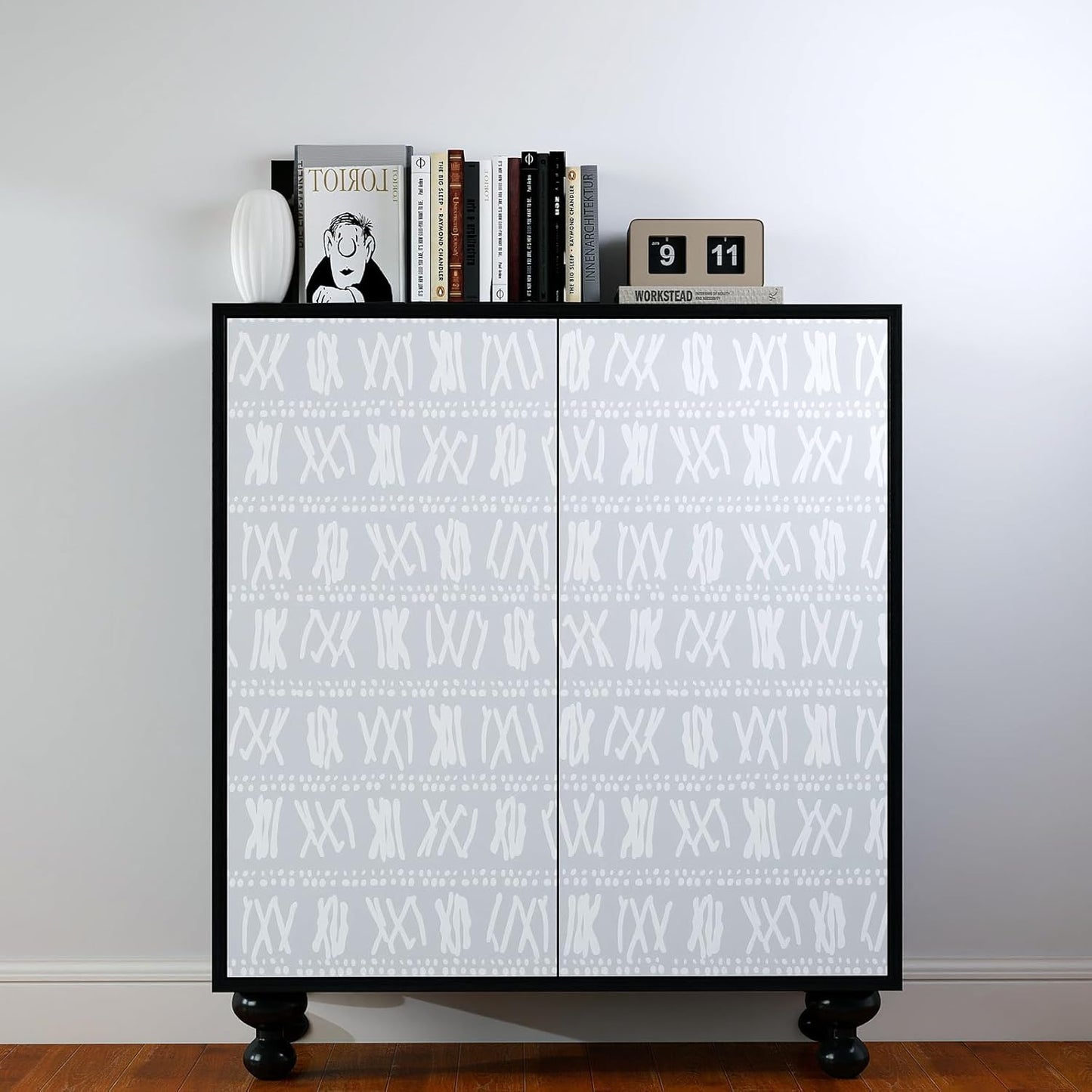 Modern Peel and Stick Wallpaper 17.3" x 80" White Wall Paper Peel and Stick Boho Birch-Twig Stripe Contact Paper Removable Self Adhesive Wallpaper for Bathroom Bedroom Shelf Cabinet Decor Vinyl