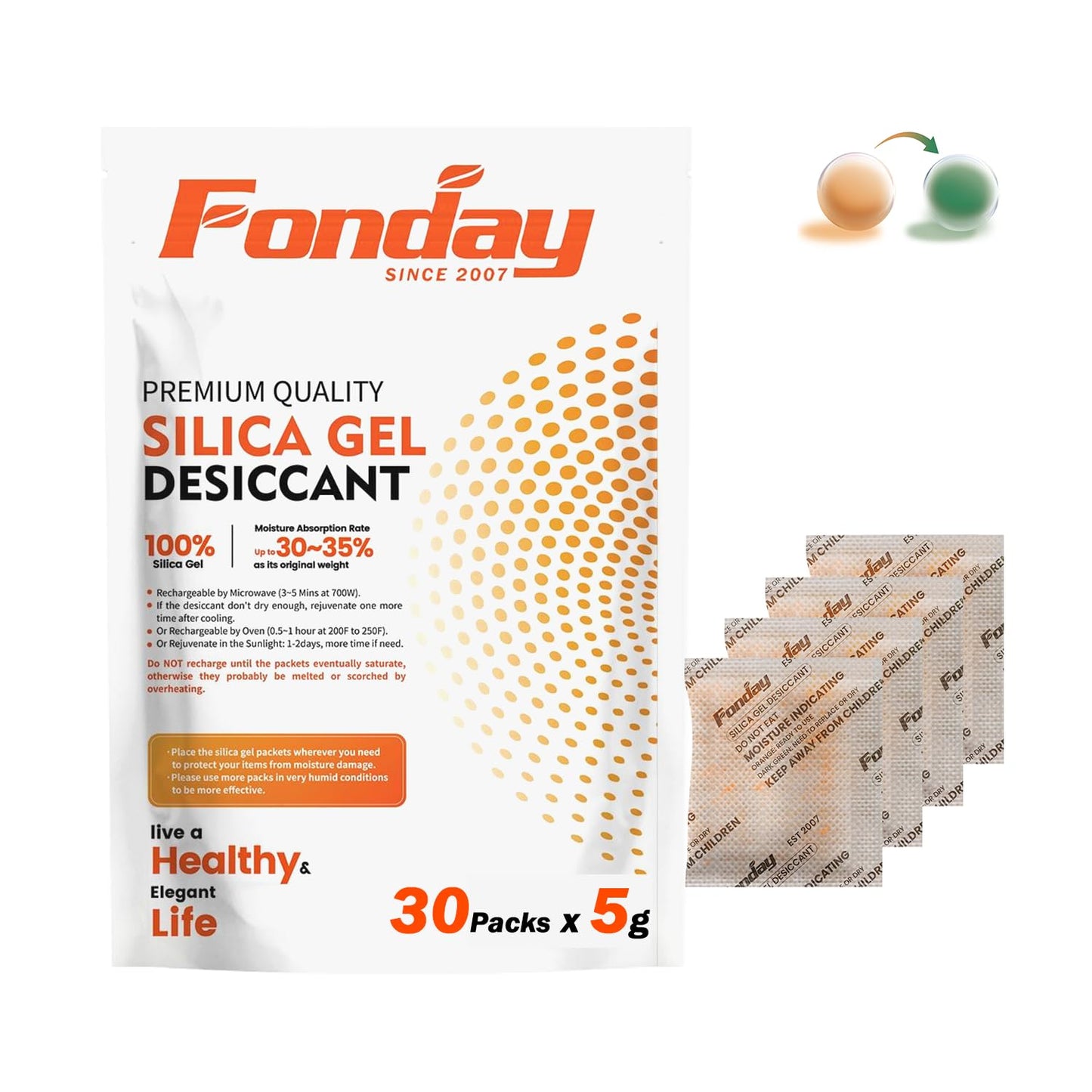 500g x 2 packs Fonday Rechargeable Silica Gel Car Dehumidifier Fast Reactivate Desiccant Bags, Large for Gun Safe Closet Basement Garage Storage Moisture Absorber