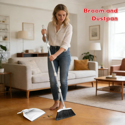 Heavy Duty Broom, 54-inch Adjustable Long Handle Angle Brooms Large Brooms for Sweeping Indoor and Outdoor Commercial Broom for Home Kitchen Patio Garage Porch Courtyard Classroom, Red