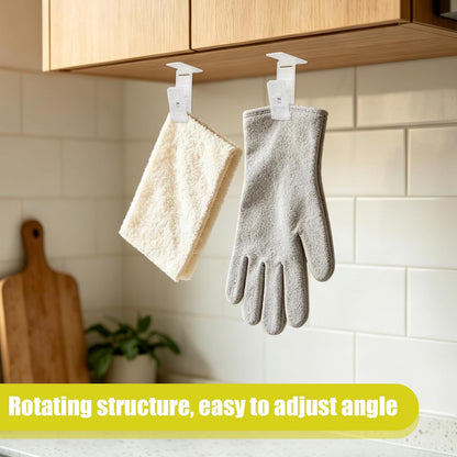 NQEUEPN 4Pcs Self-Adhesive Glove Clips for Kitchen Towel Holder | Plastic Dish Washing Gloves Clips with Strong Adhesive for Rubber Cleaning Gloves, Towels, Dishcloths, Kitchen Organizer