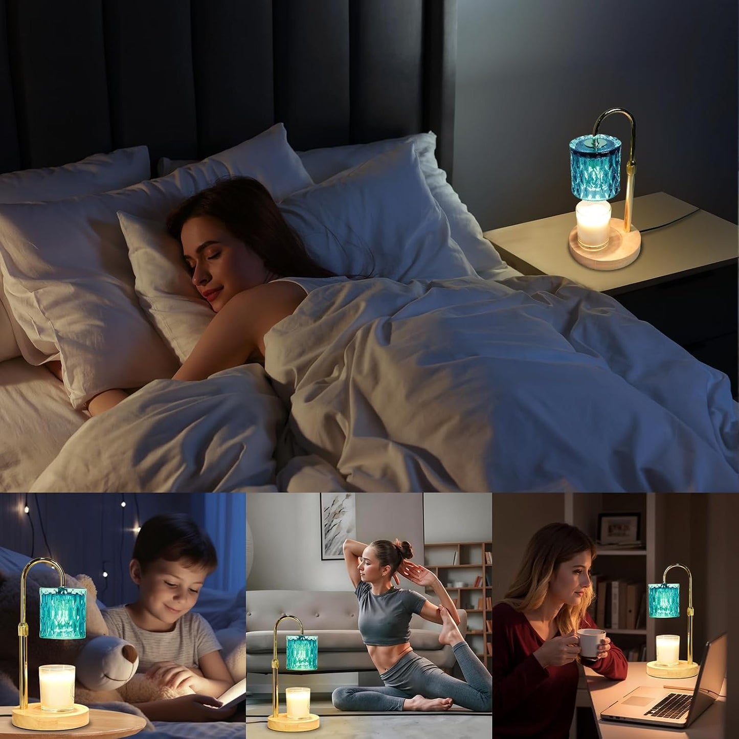 Candle Warmer Lamp with Timer and Dimmable, Electric Wax Melt Candle Warmers Height Adjustable with 2 Bulbs, Birthday Gifts for Women House Warming, Home Decor for Scented Jar Candles(Clear)