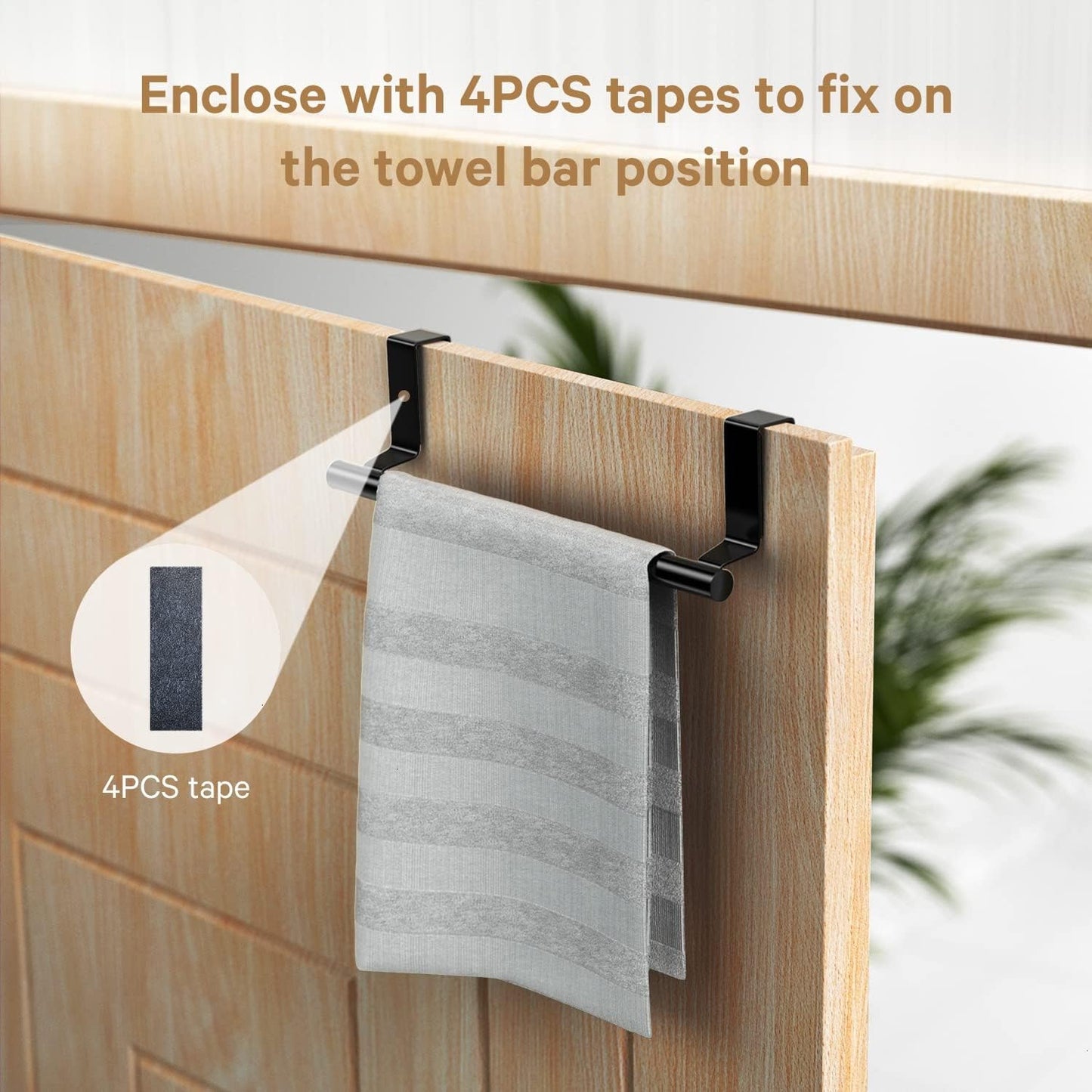 Stainless Steel Over Door Towel Rack Bar Holders for Universal Fit on Over Cabinet Cupboard Doors 2 Pack (Sliver)