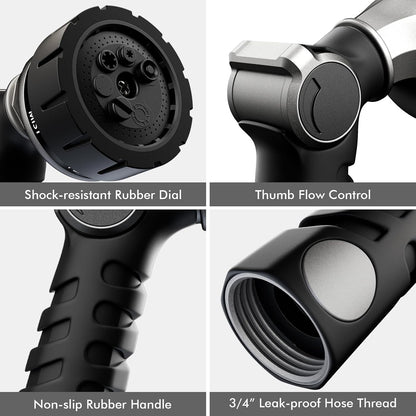 RESTMO Heavy Duty Hose Nozzle, Metal Garden Water Hose Sprayer with 7 Watering Patterns, Thumb Control, On Off Valve, High Pressure Nozzle Sprayer for Watering Plants, Car and Pet Washing, Bronze