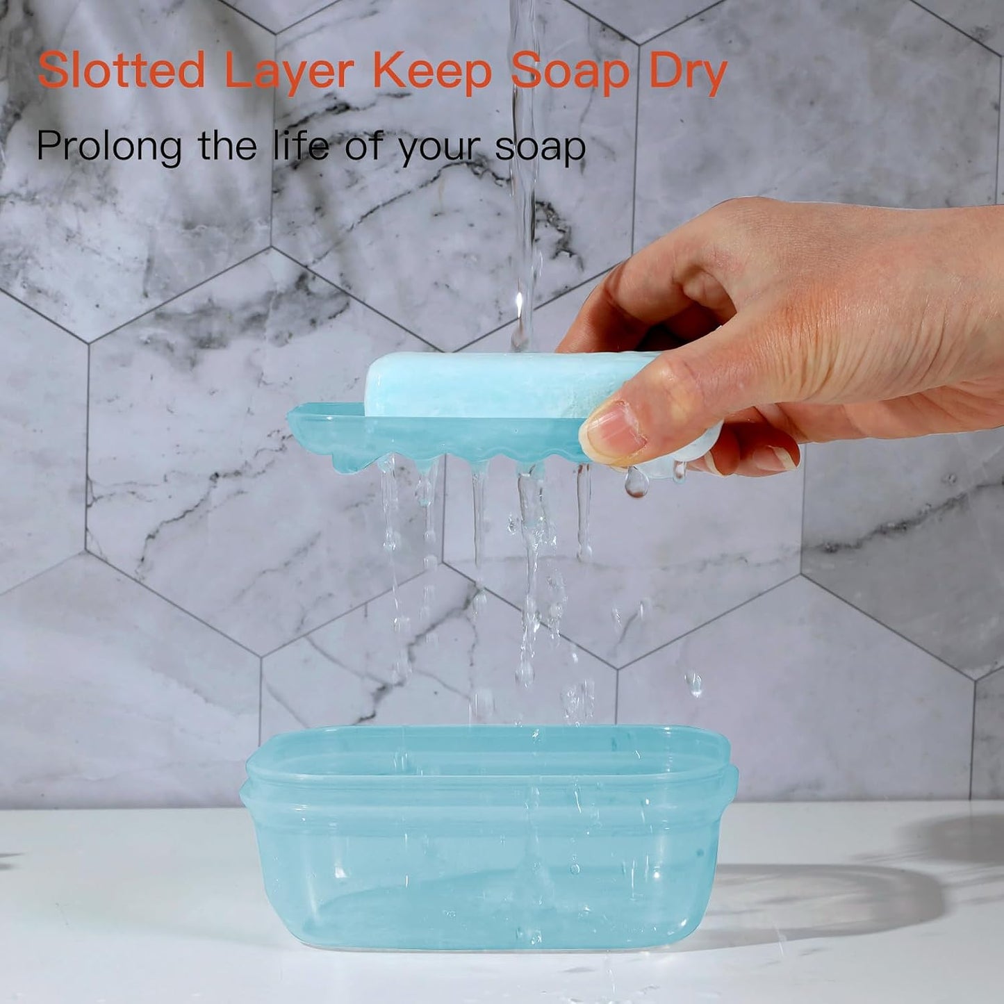 Quatish Leakproof Soap Dish with Lid & Draining Layer, Shatterproof Travel Bar Soap Holder Case Container, Portable Travel Size Toiletries Essentials for Camping, Gym, Bathroom, Black