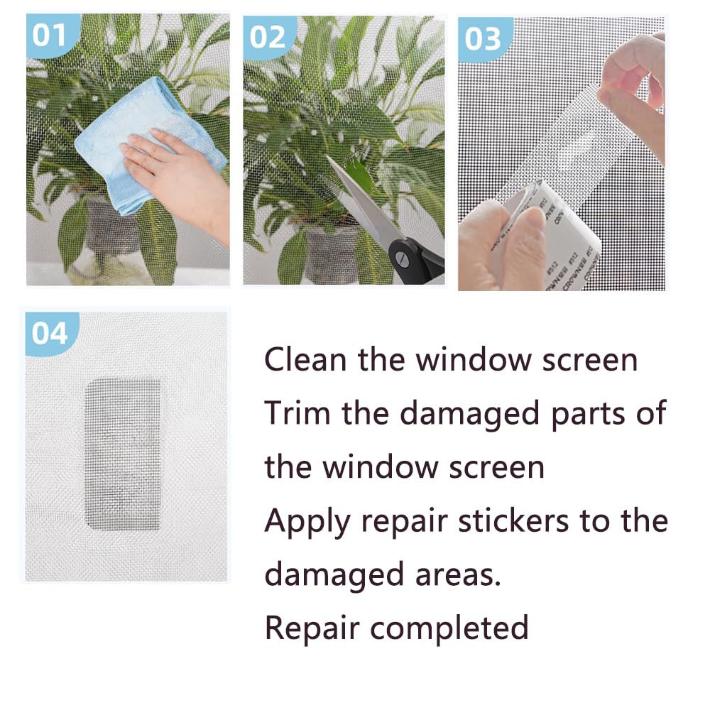 Grey Window Screen Repair Tape,2inX80in Screen Repair Kit for Window Screen and Screen Door Tears Holes,Strong Adhesive Window Screen Patch