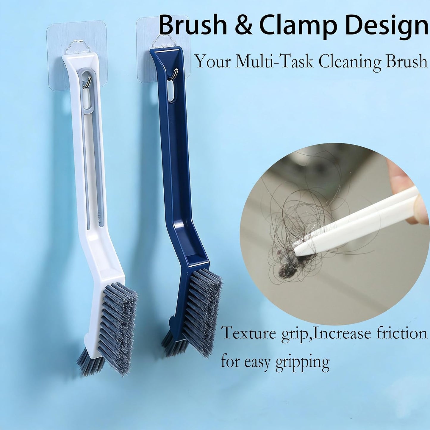 Stiff Bristle Brush, 2 Pack – Hard Bristle Crevice Cleaning Brush for Toilet Rim, Tile Grout, Groove, Corner, Gap, Home, Bathroom, Shower, Small Spaces
