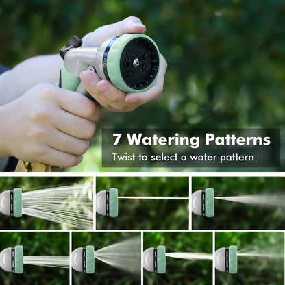 RESTMO Garden Hose Nozzle, Heavy Duty Metal Water Hose Nozzle with 7 Adjustable Spray Patterns, High Pressure Hand Sprayer with Flow Control for Watering Plants & Lawns, Washing Cars & Pets