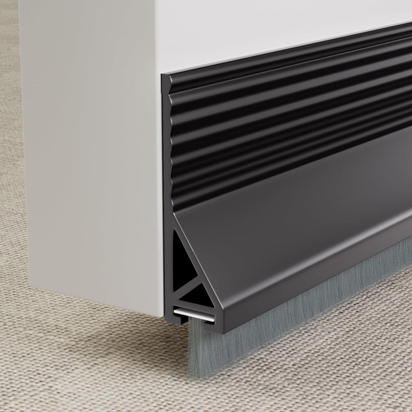 KNEELISA 39”X 1 Pack Rubber Door Sweep Bottom Exterior & Interior,Silicone Adhesive Under Door Draft Stopper with Brush,Gap Filler Noise Blocker,Soundproofing Seal Strip,White