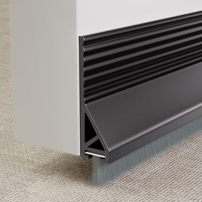 KNEELISA 39”X 1 Pack Rubber Door Sweep Bottom Exterior & Interior,Silicone Adhesive Under Door Draft Stopper with Brush,Gap Filler Noise Blocker,Soundproofing Seal Strip,White