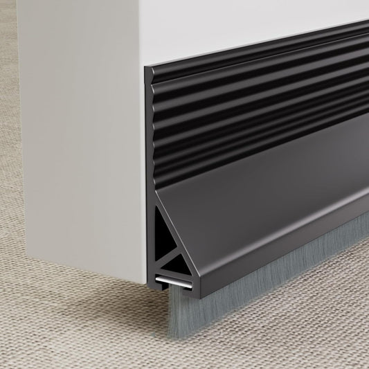 KNEELISA 39”X 1 Pack Rubber Door Sweep Bottom Exterior & Interior,Silicone Adhesive Under Door Draft Stopper with Brush,Gap Filler Noise Blocker,Soundproofing Seal Strip,White